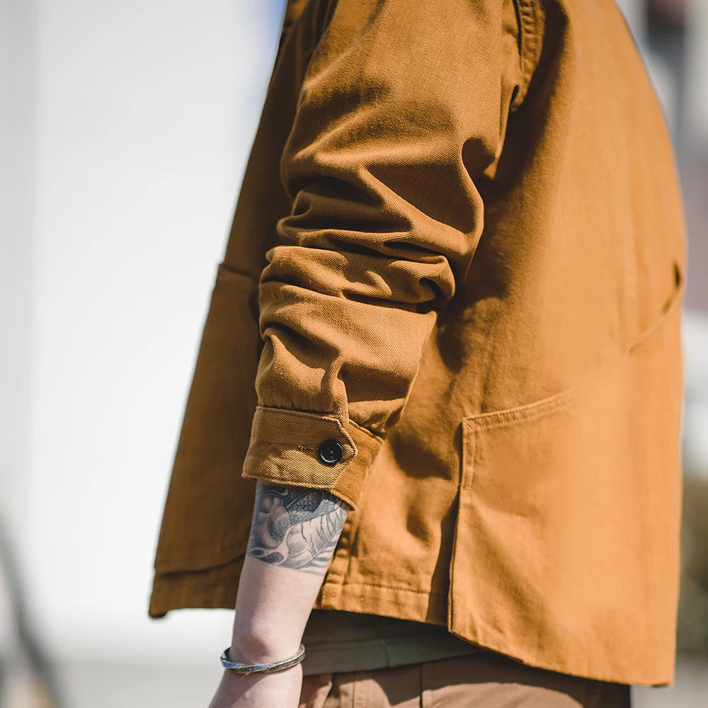 Herren Jacke Ingwerfarben Arbeitskleidungsjacke mit mehreren Taschen lässige Jagdjacke