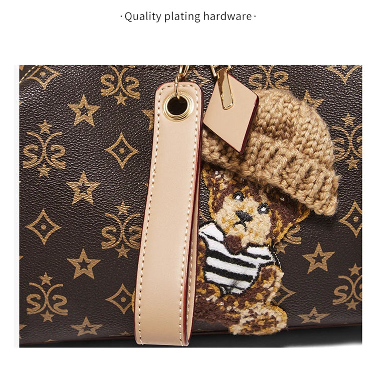 Damen Handtasche aus PU-Leder im Boston-Stil mit verstellbarem Tragegurt