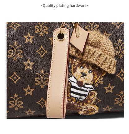 Damen Handtasche aus PU-Leder im Boston-Stil mit verstellbarem Tragegurt