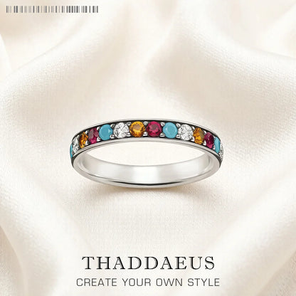 Damen-Ring Eleganz bunte Steine aus Sterlingsilber