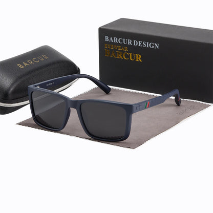 Sonnenbrille quadratisch UV400 polarisiert Fahren Herren Originaletui