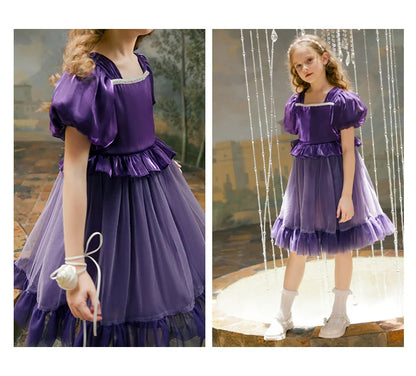 Ärmelloses Sommerkleid aus 100% Baumwolle in Grün für Mädchen – Prinzessinnen-Design, ideal für Geburtstagsfeiern, 80 cm