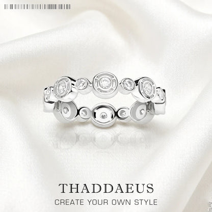 Damen-Ring weiße Steine rund elegant II aus Sterlingsilber