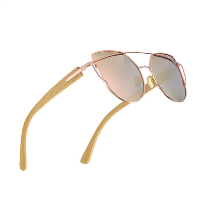 Damen-Sonnenbrille Katzenauge Bambus UV400 polarisiert Luxus