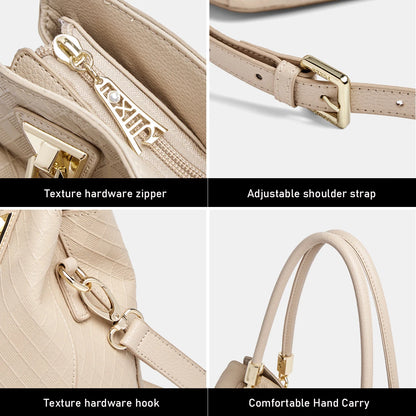 Damen Schultertasche aus echtem Leder mit Diamantprägung und Luxusdesign