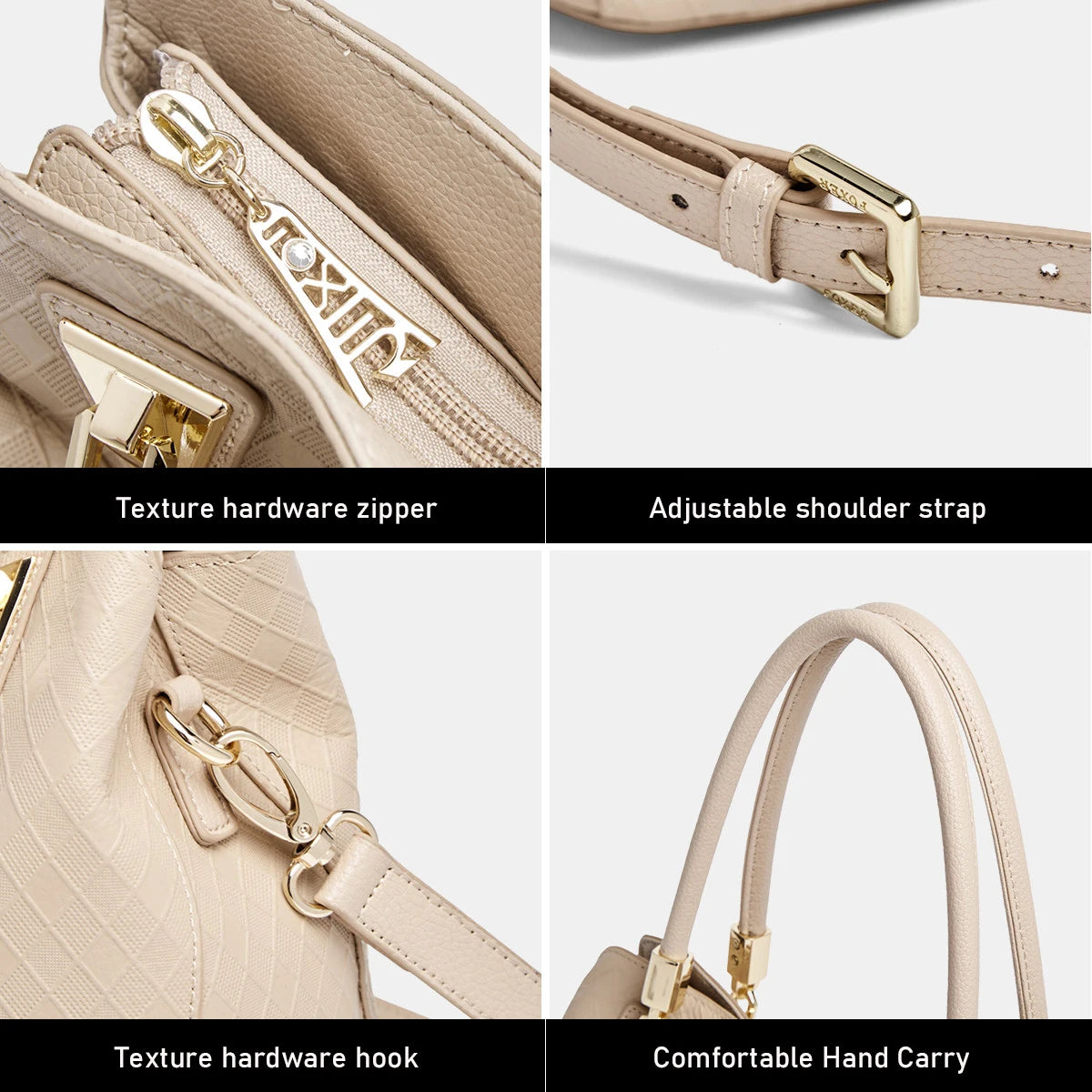 Damen-Handtasche aus echtem Leder mit Diamantprägung und vielseitige Trageweise im Alltag