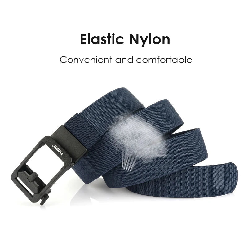 Herren-Gürtel Elastischer Nylon-Gürtel Mit Automatischer Metallschnalle Verstellbare Länge