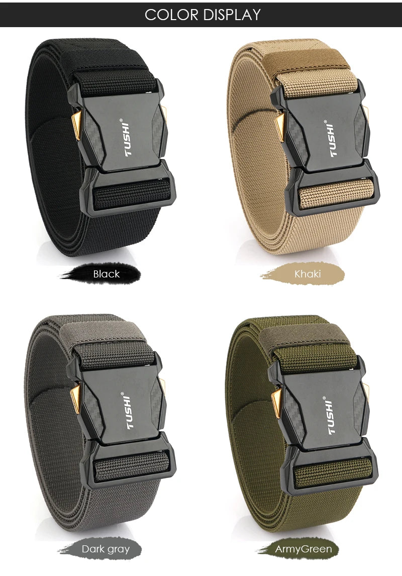 Herren-Taktischer Gürtel aus Nylon mit Elastikband für Outdoor Militärsport Schnellverschluss
