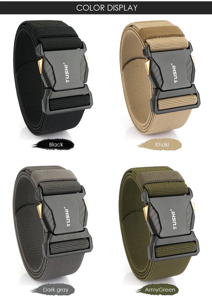 Herren-Taktischer Gürtel aus Nylon mit Elastikband für Outdoor Militärsport Schnellverschluss