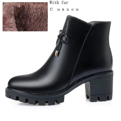 AIYUQI Knöchelstiefel mit Schnürung, schwarzes warm gefüttertes Innenfutter und Profilsohle