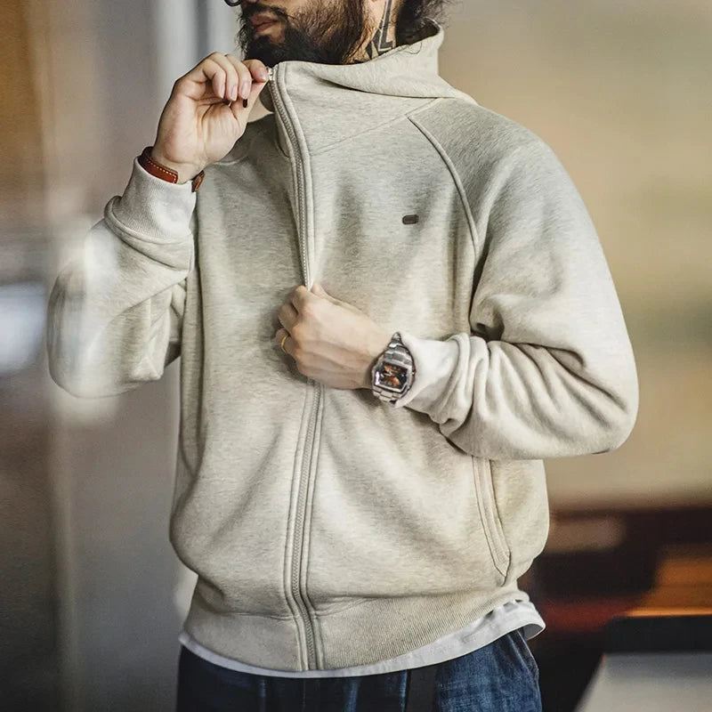 Herren Sportjacke in Grau Polar Fleece Verdickt Warme Sportjacke Reißverschluss