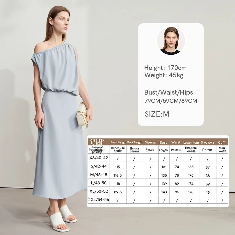 Stilvolles Damen Chiffon Kleid Asymmetrisch Falten Elegant