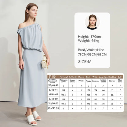 Stilvolles Damen Chiffon Kleid Asymmetrisch Falten Elegant
