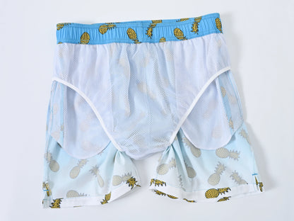 Herren-Badeshorts mit Kompressionsfutter, 2-in-1, schnelltrocknend, mit Kordelzug und Reißverschluss – ideal für den Strand.