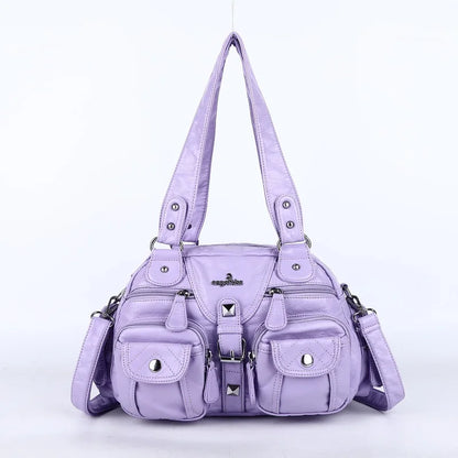 Damen-Schultertasche aus PU-Leder in kompakter Bauweise mit Angenehmer Haptik und Mehrfachfächern