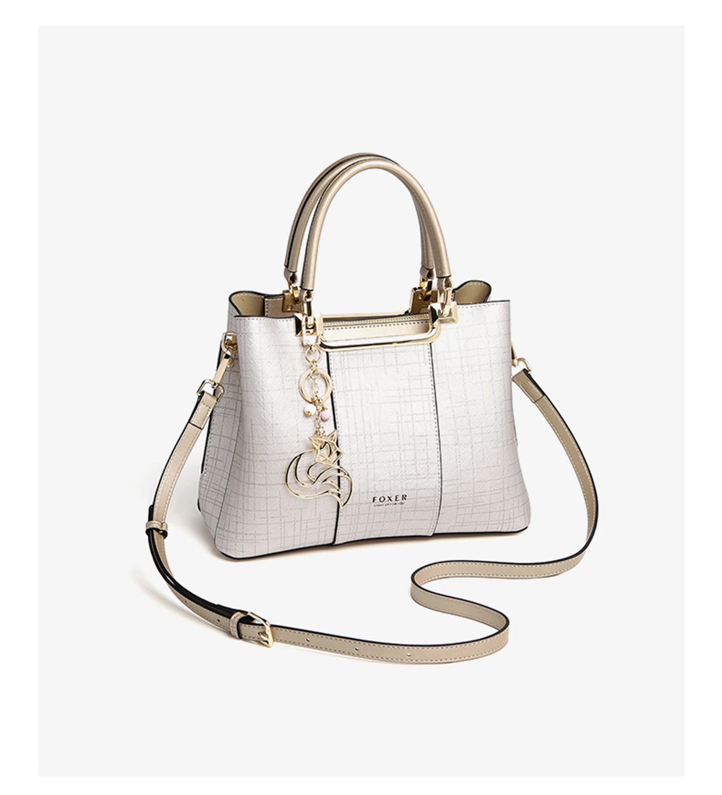 Damen Handtasche aus Split-Leder mit Saffiano-Design und Große Kapazität
