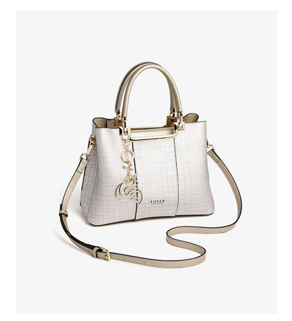 Damen Handtasche aus Split-Leder mit Saffiano-Design und Große Kapazität