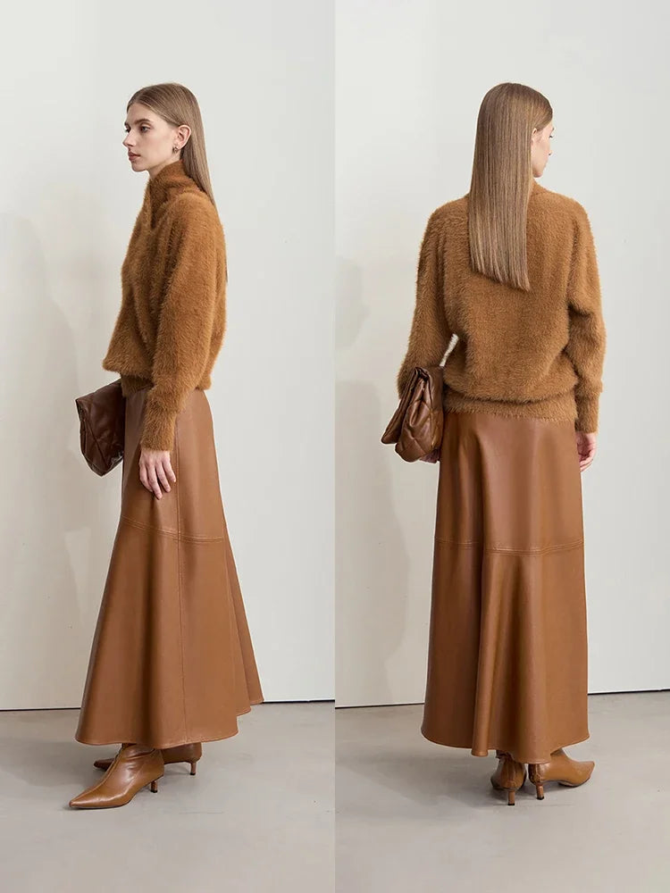 Damen-Rollkragenpullover locker Fledermausärmel Winter