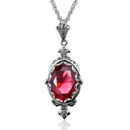 Damen-Halskette Mit Citrin-Anhänger Aus Sterling Silber 925 Ovaler Stein 10x14 mm 8 ct Victoria-Stil