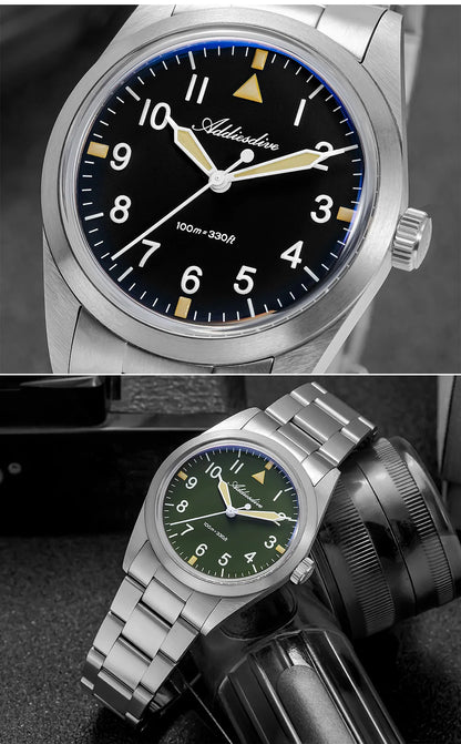 ADDIESDIVE New Watch For Men's Reloj Hombre AD2502 VH31 Movement Titanium Alloy 36mm 100M Waterproof Luminous Quartz Watches