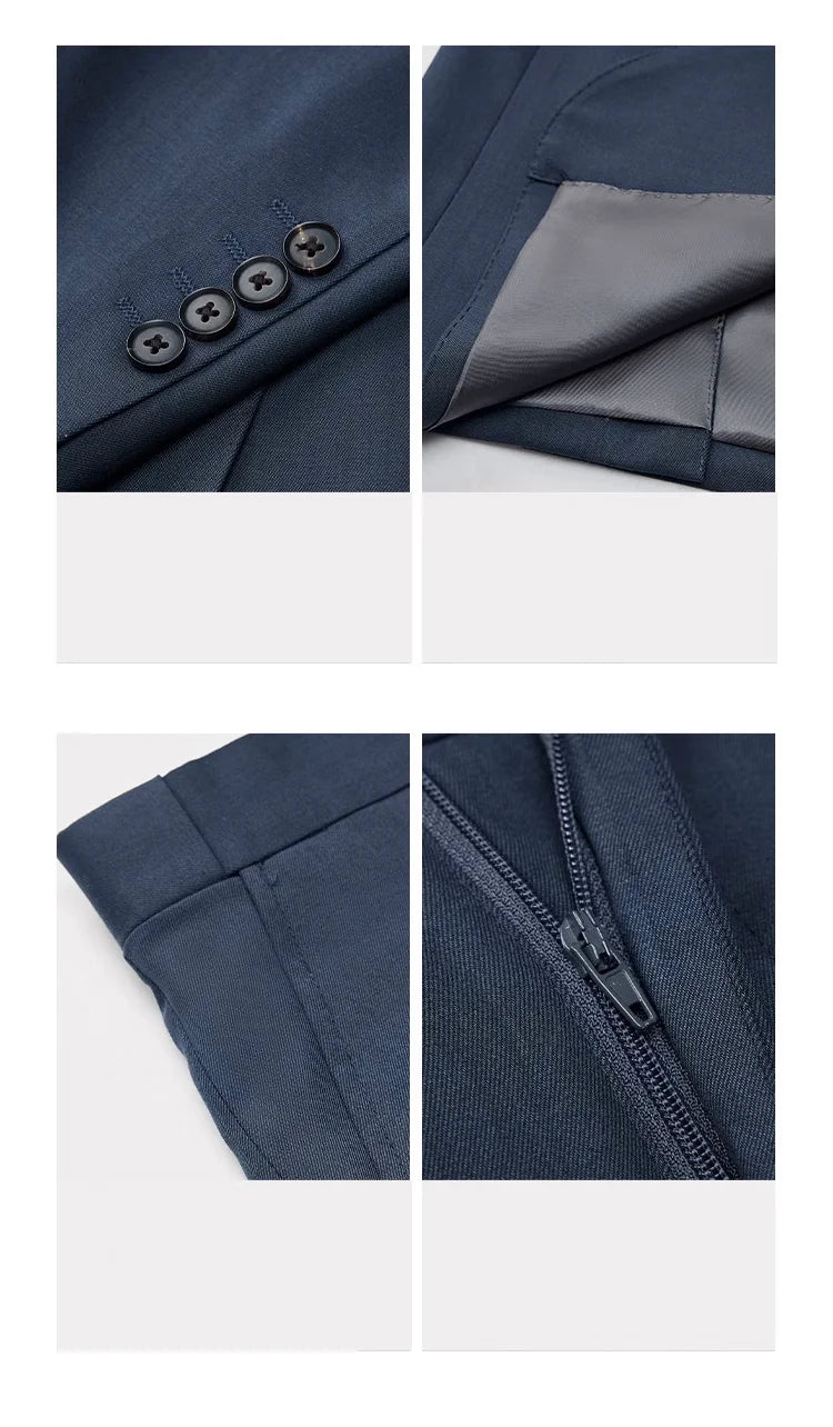 Hochwertiger Herrenanzug aus Wolle und Seide – Slim Fit Einreiher mit 2-Knopf-Sakko und Hose in Schwarz für alle Jahreszeiten