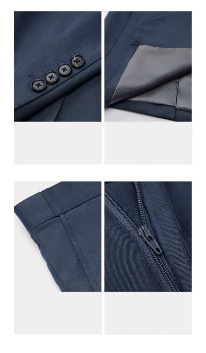 Hochwertiger Herrenanzug aus Wolle und Seide – Slim Fit Einreiher mit 2-Knopf-Sakko und Hose in Schwarz für alle Jahreszeiten