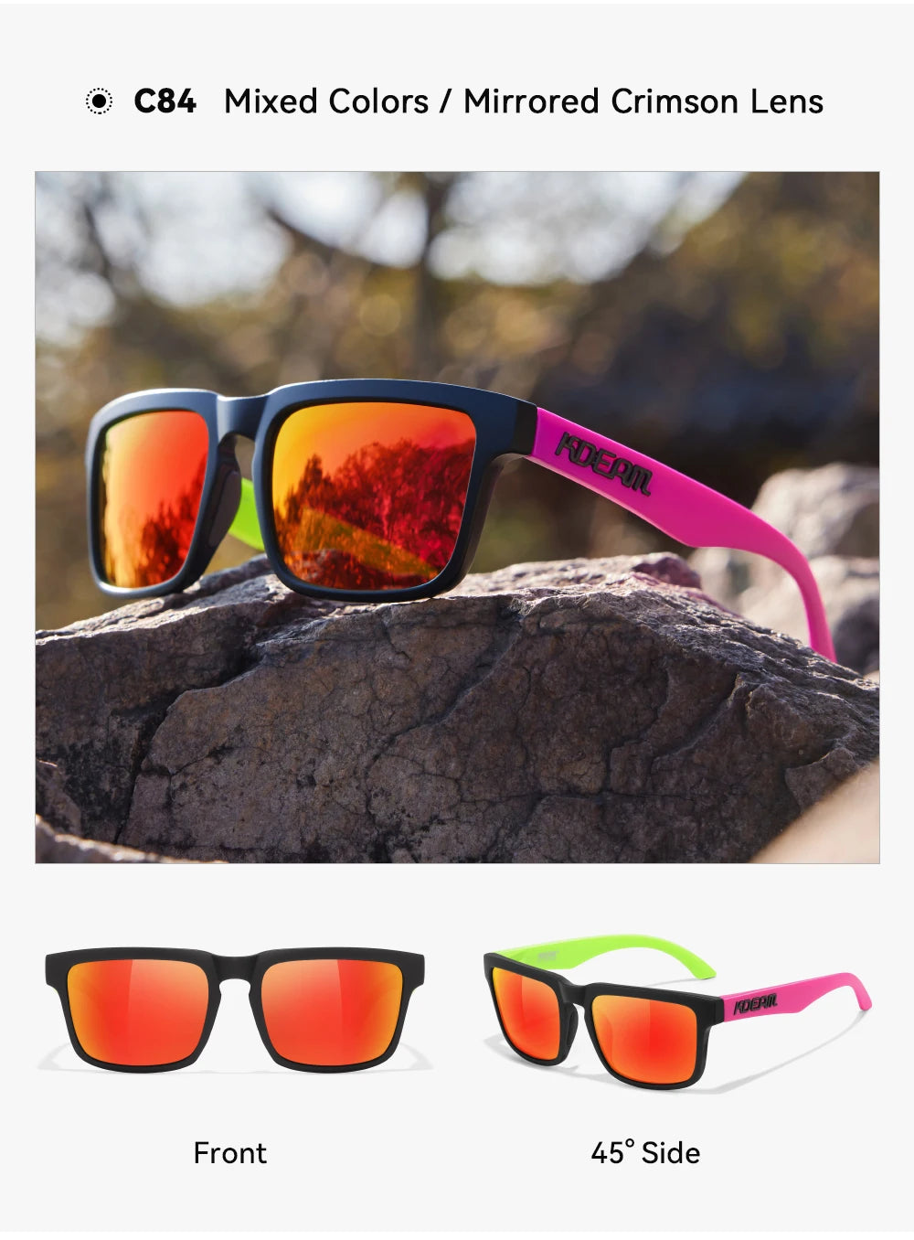 Sonnenbrille polarisiert TR90 Reißverschlussetui Unisex frische Farben