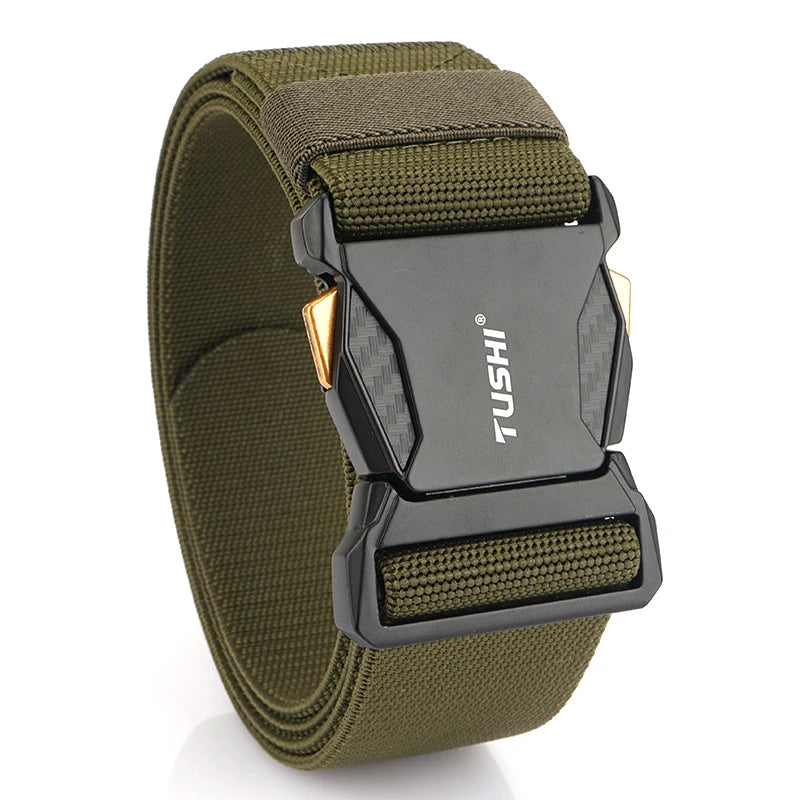 Herren-Taktischer Gürtel aus Nylon mit Elastikband für Outdoor Militärsport Schnellverschluss