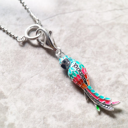 Damen-Halskette Charm-Kette Papagei Boehmen aus Sterlingsilber