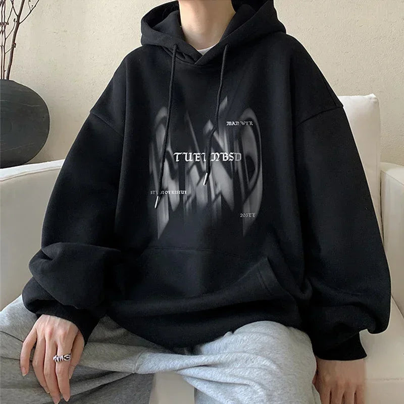 Neue Gothic Brief Gedruckt Mit Kapuze Sweatshirt Für Männer Herbst Hip Hop Übergroßen Pullover Hoodies Y2K Streetwear Grafik Hoody