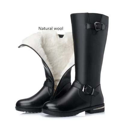 AIYUQI High Boots Female Genuine Leather 2024 New Natural Wool Warm Women Winter Boots Large Size Female Rider Boots