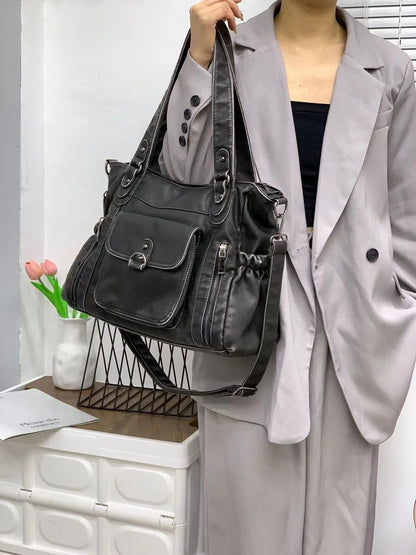 Damen-Handtasche Großes Fassungsvermögen mit Oberem Tragegriff für Alltag und Einkauf