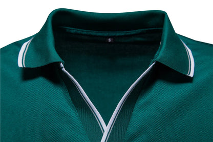 Herren Poloshirt mit V-Ausschnitt im einfarbigen, klassischen Stil