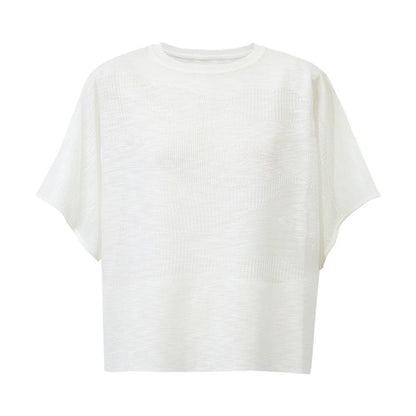 Damen-Rundhalspullover Fledermausärmel locker transparent Viskose Sommer