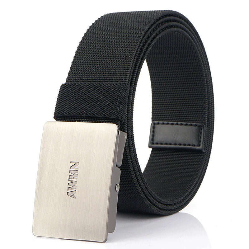 VATLY Silber Stretch-Gürtel Herren 3,8 cm mit Schnellverschluss 105–125 cm