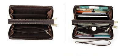 Herren Echtleder Clutch Vintage Business Geldbörse Kartenhalter Reise Büro Geschenk