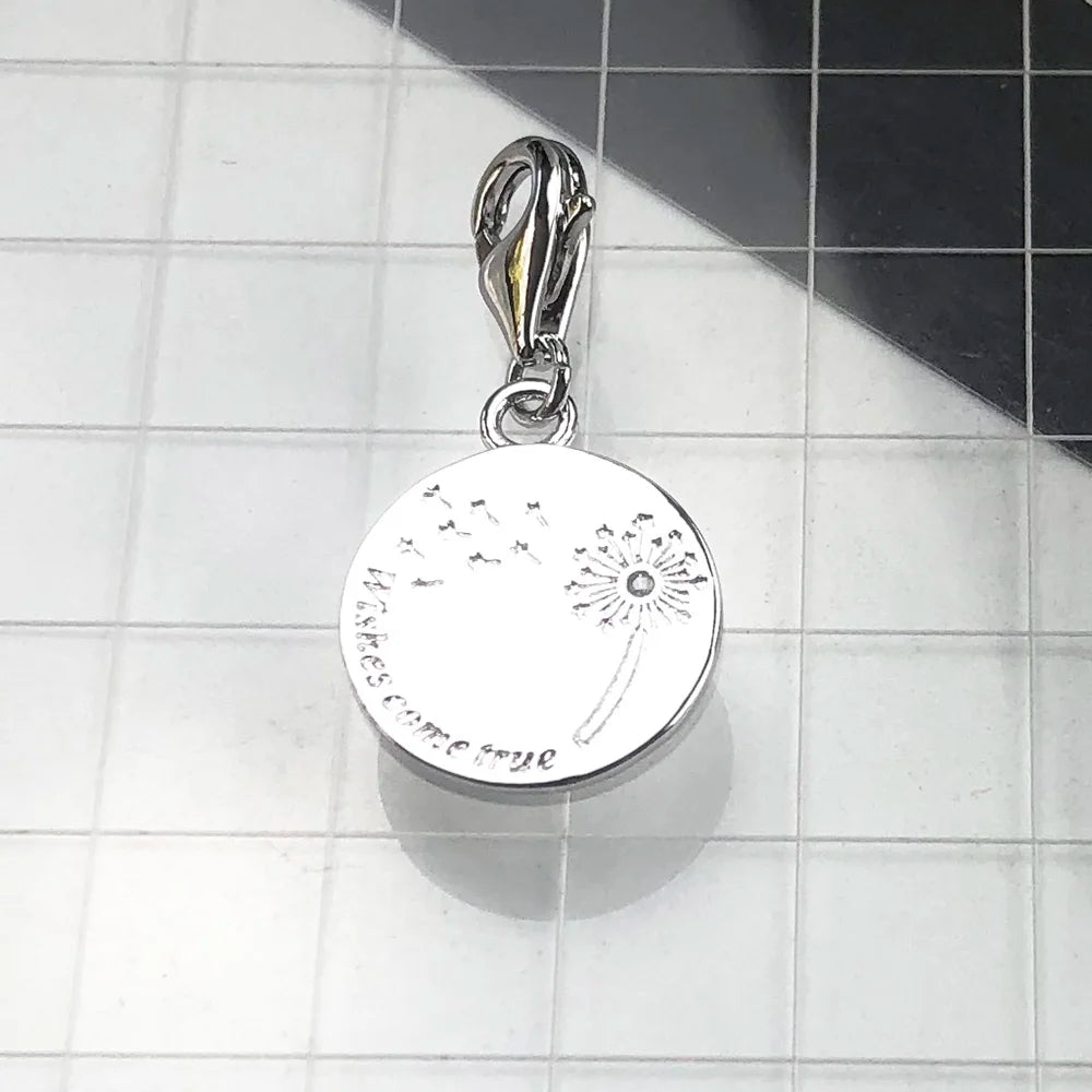 Damen-Charm-Anhänger Löwenzahn Wunsch träumerisch aus Sterlingsilber