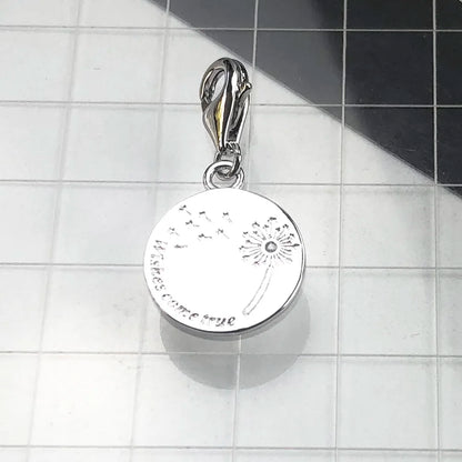Damen-Charm-Anhänger Löwenzahn Wunsch träumerisch aus Sterlingsilber