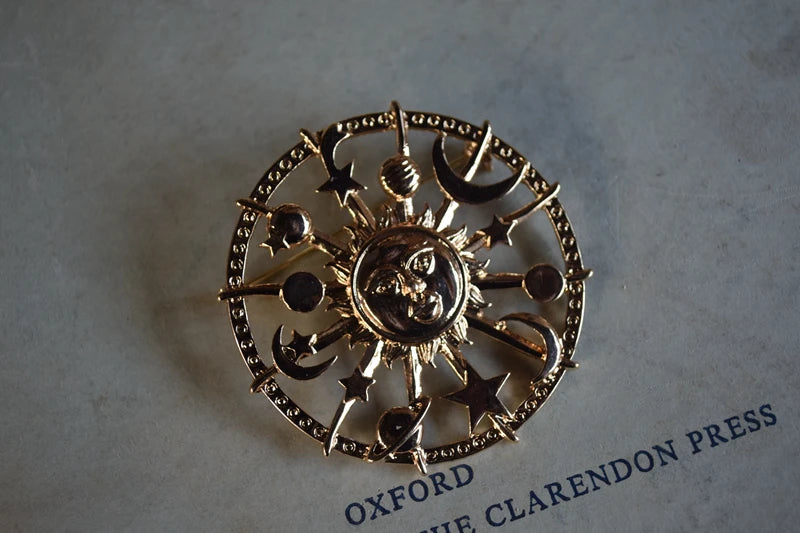Brosche Mond Sonne Metall Vintage Barock Legierung Kleidung Unisex