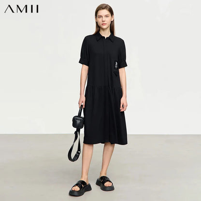 Perfektes Damen Sommerkleid Mit Umlegekragen Für Büro