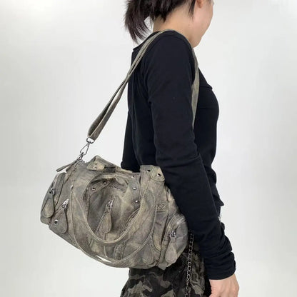 Damen-Schultertasche Kompakte Größe mit Reißverschluss Alltagsbegleiterin Leicht Praktisch