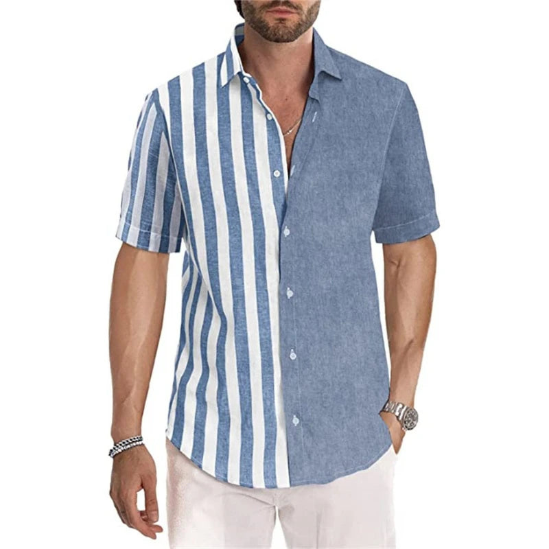 Leichtes Herren-Hemd aus Eisseide mit Blumenmuster, kurzärmelig und knitterfrei – ideal für den Sommer.