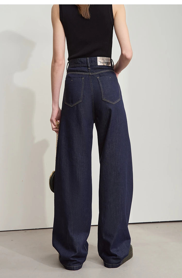 Damen Jeans aus Lyocell-Baumwolle mit weiten Beinen im Retro-Look