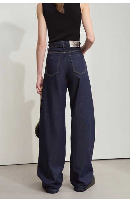 Damen Jeans aus Lyocell-Baumwolle mit weiten Beinen im Retro-Look