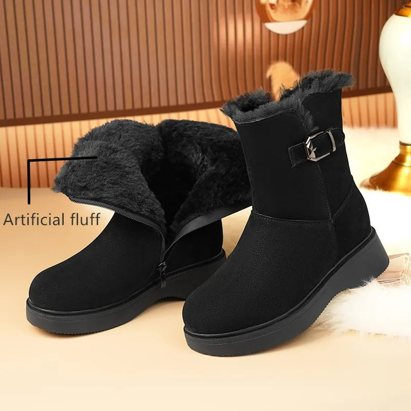 AIYUQI Snow Boots Female Genuine Leather 2025 New Wedge Anti-slip Women's Winter Shoes Boots Natural Wool Women Ankle Boots