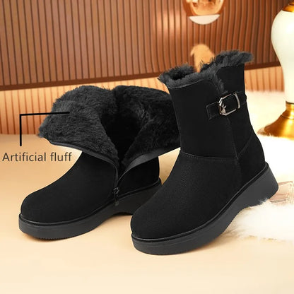 AIYUQI Snow Boots Female Genuine Leather 2025 New Wedge Anti-slip Women's Winter Shoes Boots Natural Wool Women Ankle Boots