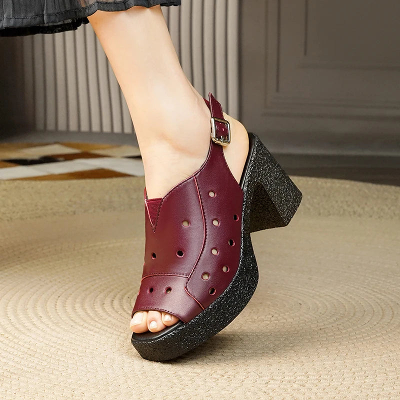 AIYUQI Damen-High-Heels-Sandalen aus echtem Leder, 2025, neue Plattform, weibliche Sommersandalen, Fischmaul-Sandalen für Damen