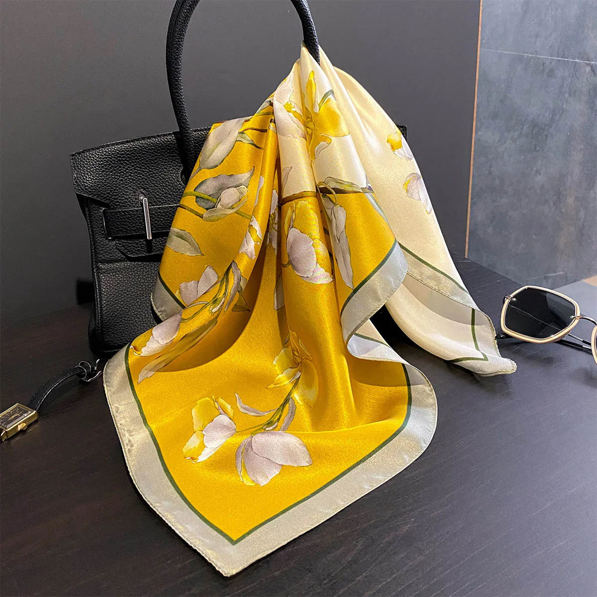 Damen Seidenschal Wickeltuch quadratisch Hijab Kopftuch Foulard Pashmina Bandana