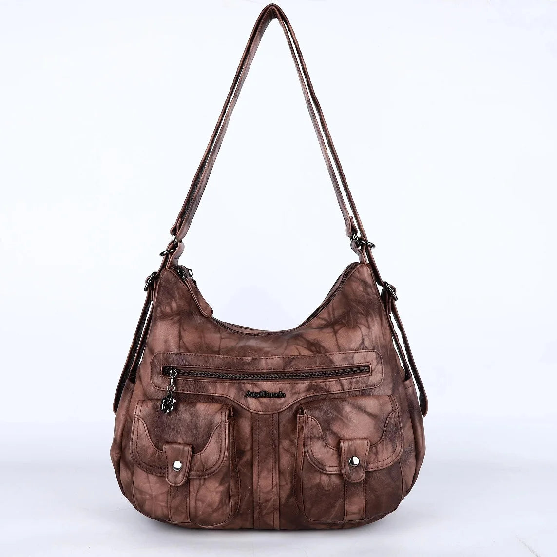 Damen-Schultertasche Aus Weichem PU-Lederimitat Mit Innenfach Und Reißverschluss Alltag Und Shopping