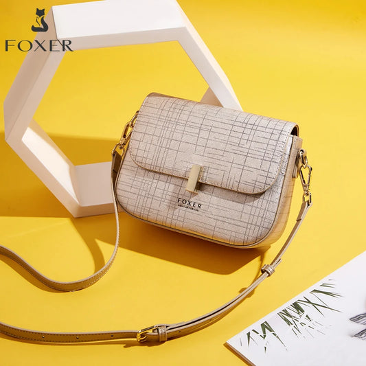 Damen-Schultertasche aus Split-Leder mit Luxus-Design Sattel-Tasche für Alltag und Freizeit